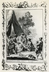 Jérusalem délivrée, chant XI, illustration de Giovanni Battista Piazzetta pour le poème de Torquato Tasso, édition publiée à Venise en 1745, Italie
