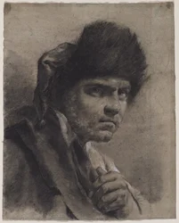 Homme avec un bonnet de fourrure, vers 1730-40