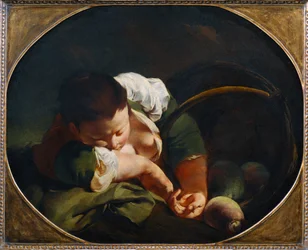 Fermière endormie (peinture sur toile)