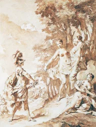 Tancrède au seuil de la forêt enchantée, scène de La Jérusalem délivrée de Torquato Tasso, par Giovanni Battista Piazzetta