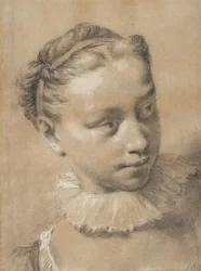 Jeune fille portant une fraise