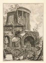 Autre vue du temple de la Sibylle à Tivoli, de Vedute di Roma
