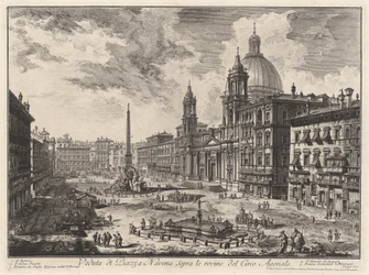 Vue de la Piazza Navona sur les ruines du stade de Domitien (tiré de : Vedute di Roma)