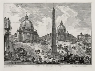 Vue de la Piazza del Popolo (tirée de : Vedute di Roma)