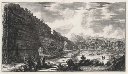 Vue des vestiges du Castro Pretorio dans la villa d