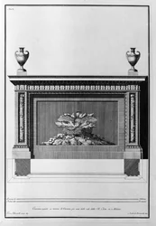 Projet de cheminée en marbre de Carrare pour un salon milanais. Dessin de Giovanni Piranesi (connu sous le nom de Piranese) (1720-1778)