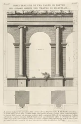 Élévation et plan du portique du second ordre au Théâtre de Marcellus Teatro di Marc..., 1756.