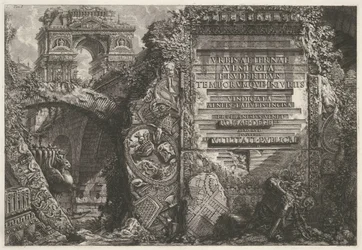 Frontispice avec ruines antiques et un arc de triomphe (Frontispice du volume I de 