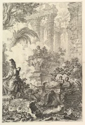 Frontispice, avec statue de Minerve, vers 1748