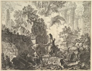 Frontispice, avec statue de Minerve, vers 1748