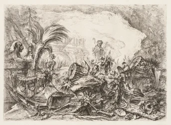 Groteschi : Ruines avec une statue d