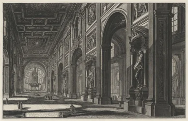 Vue intérieure de la basilique Saint-Jean-de-Latran (tiré de : Vedute di Roma)