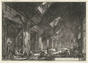 Intérieur des bains Heliocaminus dans la Villa Adriana à Tivoli