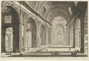 Vue intérieure de la basilique Saint-Pierre au Vatican, extraite de «Vedute di Roma» (Vues de Rome)