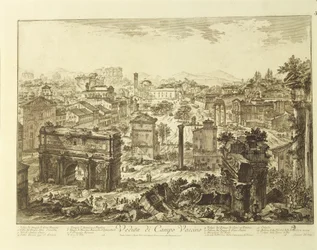 Italie, Rome, vue du Campo Vaccino (Forum Romain) avec l