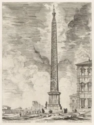 Obélisque égyptien. Celui-ci fut érigé par le pape Sixte V sur la Piazza di S. Gio. Laterano, tiré de Vedute di Roma (Vues de Rome)