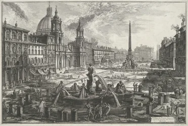 Piazza Navona à Rome (Veduta di Piazza Navona sopra le rovine del Circo Agonale) (série: Vues de Rome) (série: Vedute di Roma disegnate ed incise da Giambattista Piranesi architetto Veneziano)