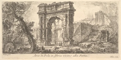Arc de Pola en Istrie près de la porte Arco di Pola en Istrie