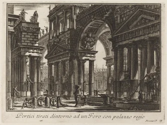 Portici tirati dintorno ad un Foro con palazzo regio