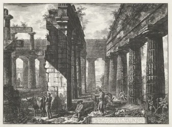 Temple de Neptune à Paestum (série de différentes vues de quelques restes de trois grands édifices qui subsistent encore dans l