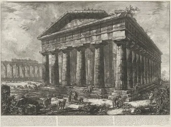 Temple de Neptune à Paestum (série de différentes vues de quelques restes de trois grands édifices qui subsistent encore dans l
