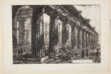 Temple de Neptune à Paestum, vu de côté et dessiné plus grand que sur la première planche