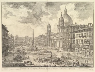 La piazza Navona, Rome, au-dessus des ruines du cirque de Domitien, l