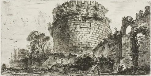 Tombe de Caecilia Metella appelée Capo di Bove [Tête de bœuf], planche vingt de Quelques vues des arcs de triomphe et autres monuments