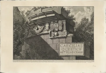 Tombe de Caecilia Metella à Rome (Parte della Facciata del Sepolcro di Cecilia Metella co gli Ornamenti, Archeologische vondsten in en rond Rome, Le Antichità Romane)