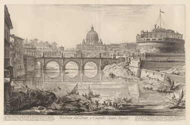 Vue du pont et du château Saint-Ange, tirée des Vues de Rome