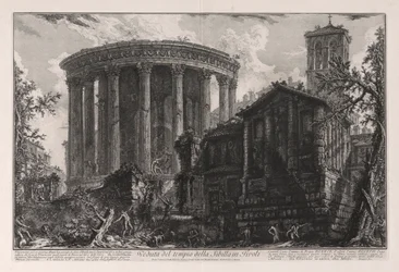 Vue du temple de la Sibylle à Tivoli, de Vedute di Roma