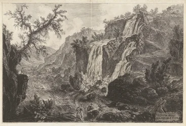 Vue des petites cascades à Tivoli, de Vedute di Roma