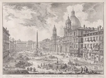 Vue de la Piazza Navona au-dessus des ruines du cirque Agonal, tirée de Vedute di Roma (Vues de Rome)