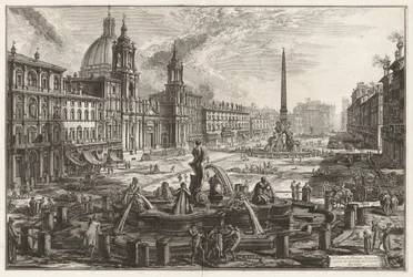 Vue de la Piazza Navona au-dessus des ruines du Cirque Agonalis (Cirque de Domitien), de Vedute di Roma (Vues de Rome)