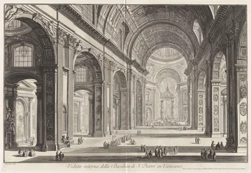 Vue intérieure de la basilique Saint-Pierre au Vatican, extraite de Vues de Rome
