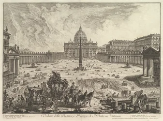 Vue de la basilique Saint-Pierre et de la place au Vatican, tirée de Vedute di Roma (Vues de Rome)