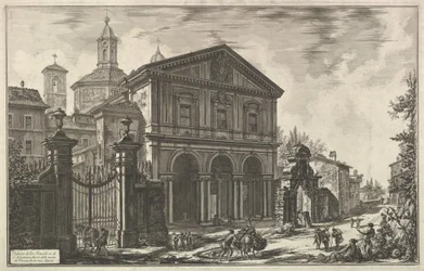Vue de la basilique San Sebastiano fuori delle mura [Saint-Sébastien-hors-les-Murs] sur la voie Appienne, tirée de Vedute di Roma (Vues de Rome)