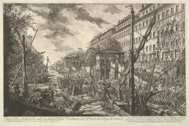 Vue du port de Ripa Grande, de Vedute di Roma Vues romaines, vers 1753