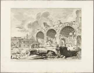 Vue des vestiges de la salle à manger de la Maison dorée de Néron, communément appelée le Temple de la Paix, de Vues de Rome