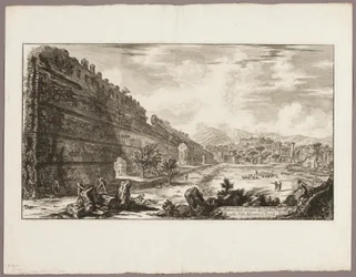 Vue des vestiges du fort prétorien [le Poecile], Villa d