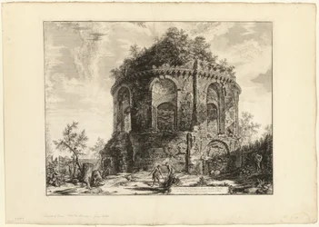 Vue du soi-disant Tempio della Tosse (Temple de la Toux) sur la Via Tiburtina à un mile de Tivoli, de Vues de Rome