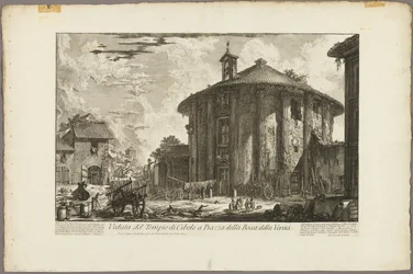 Vue du Temple de Cybèle sur la Piazza de la Bocca della Verità, des Vues de Rome