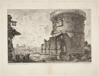 Vue du tombeau des Plautii sur la route de Rome à Tivoli près du Ponte Lugano
