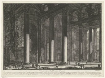 Voorportaal van het Pantheon te Rome Veduta interna del Pronao del Panteon (titre sur l