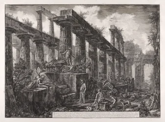 Vue des restes de la cella du Temple de Neptune, de Différentes vues de ... Pesto