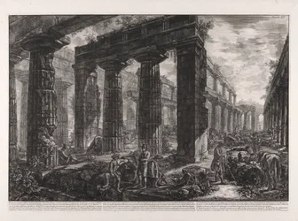 Vue intérieure du Temple de Neptune décrit dans la planche X