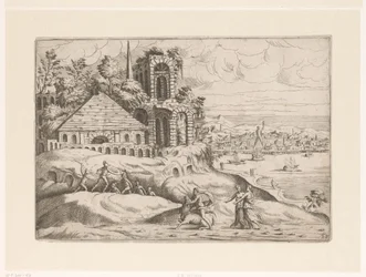 Paysage avec ruines antiques et le Colosse de Rhodes