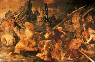 Combat naval, fresque Galerie de François Ier, Château de Fontainebleau (site du patrimoine mondial de l