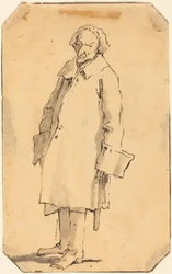Un homme debout portant un manteau et des bottes