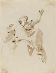 Une femme assise sur un nuage, vue d